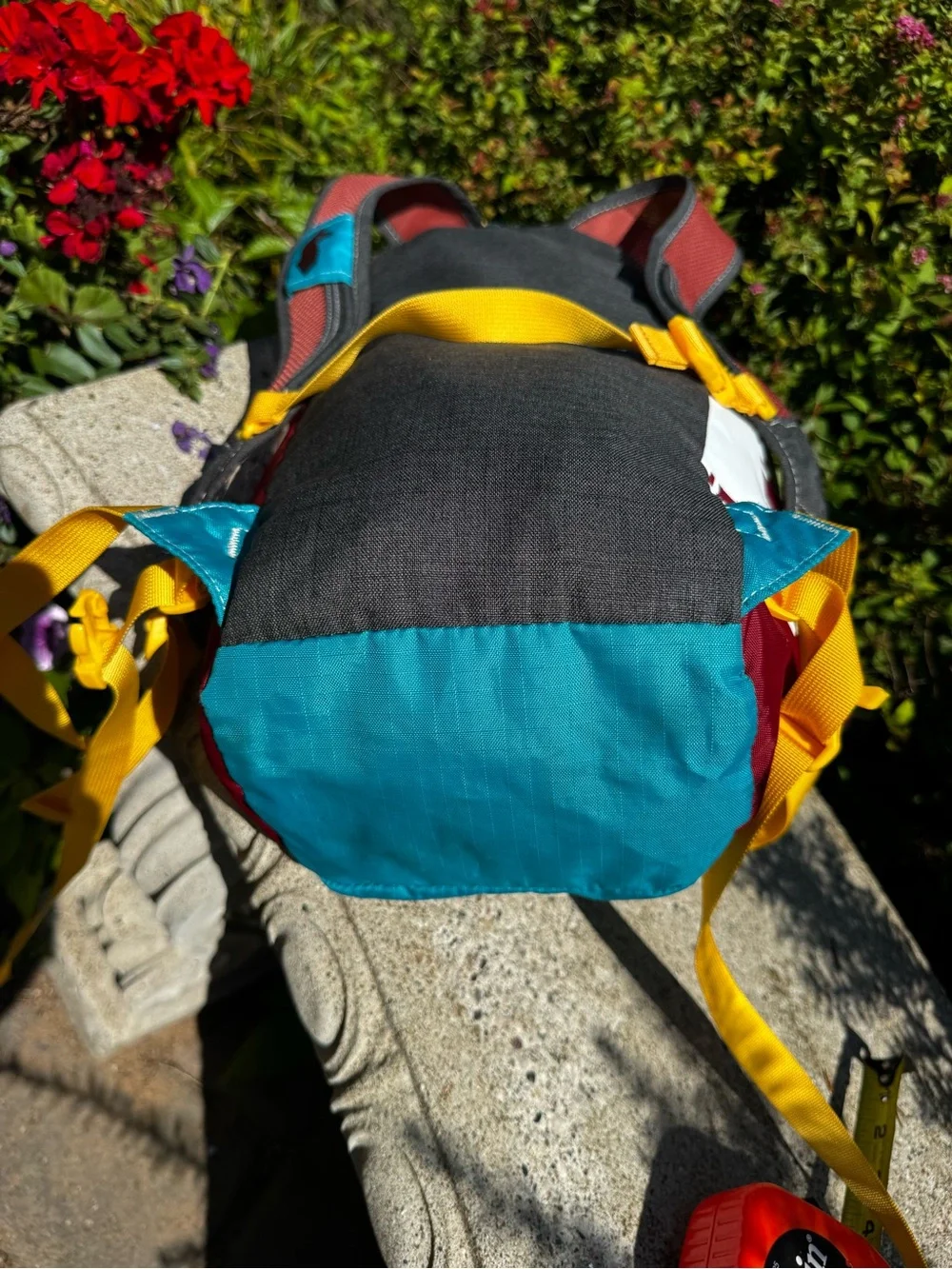 cotopaxi Luzon 18L Teal, Gray & Red Drawstring Daypack with Yellow Accents